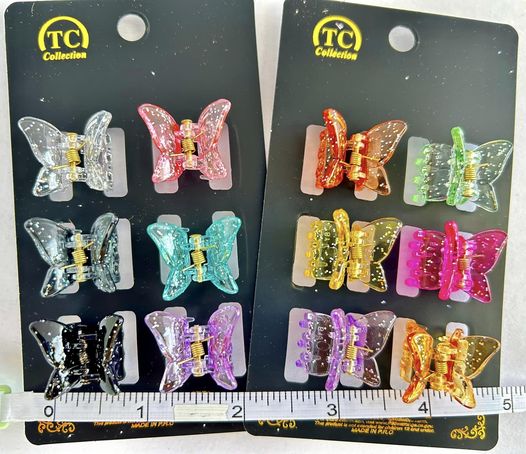 Glitter Butterly Mini Claw Clip 6 Pack (Dozen)
