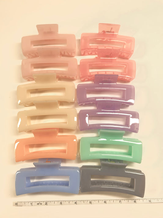Rectangle 4inch Glossy Claw Clips (Dozen)
